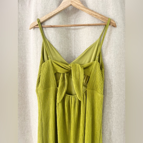 Lulus View and I Chartreuse Tie-Back Faux-Wrap Midi Dress - Picture 13 of 14